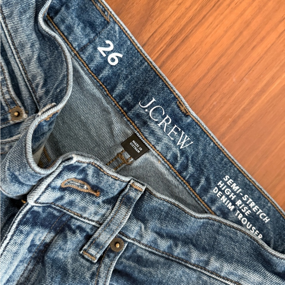J. Crew Medium Blue High-Rise Wide-Leg Jeans - Picture 3 of 4